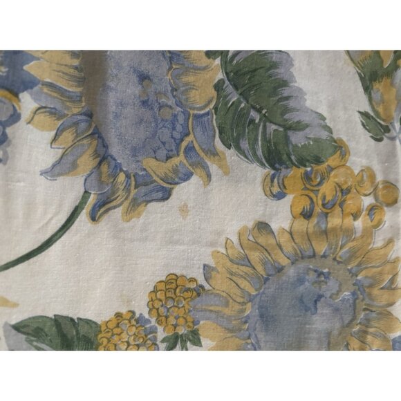 Vintage April Cornell Tablecloth Sunflower Yellow Blue Floral Cotton 48" X 49" - Picture 8 of 16